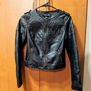 Black faux leather jacket (F21)